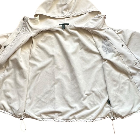 Lauren Active Ralph Lauren Cream Crest Hooded Windbreaker - XL - Y2K Old Money - Picture 7 of 13